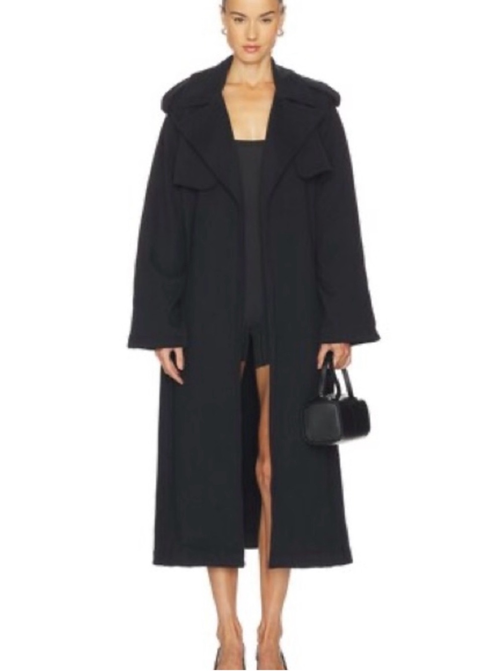 NEW SKIMS Boyfriend Fleece Oversized Black Trench Coat size Small and Large